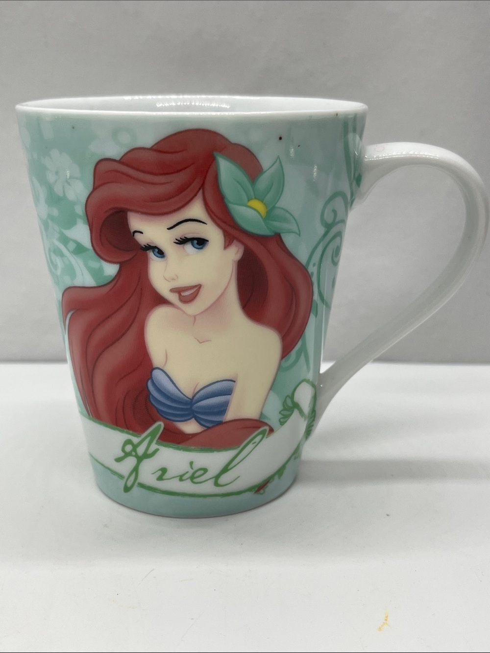 Disney Ariel Mint Green Ceramic Coffee Mug with Red Hair Artwork